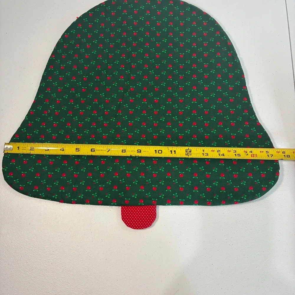 Vintage Christmas Bell Placemats Set 4 Handmade Fabric Holiday Cottagecore